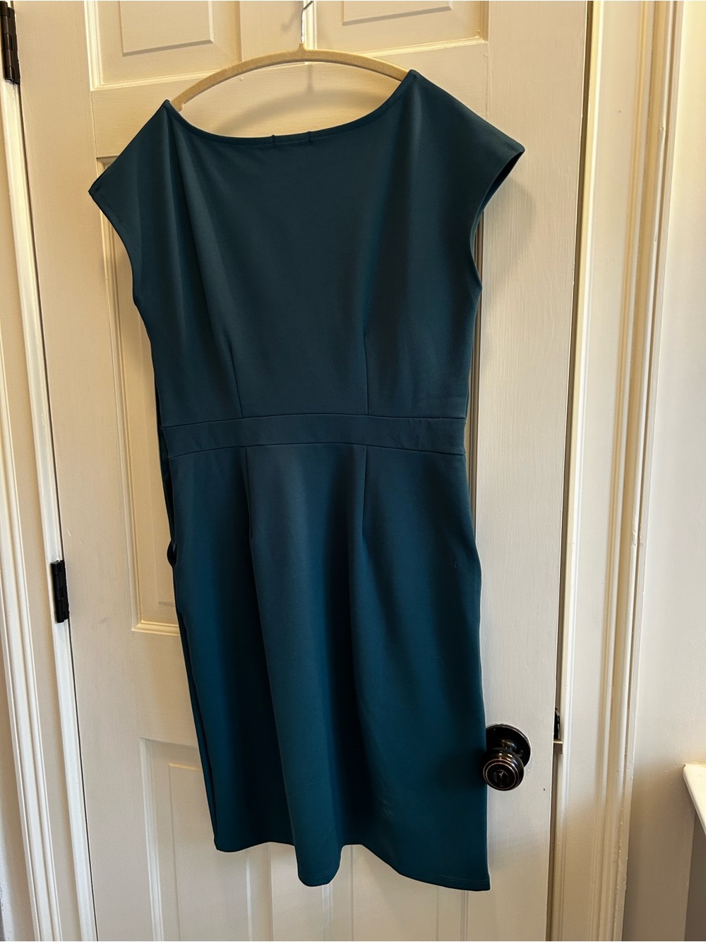 Women’s Teal Sheath Dress - Classic Cap Sleeve